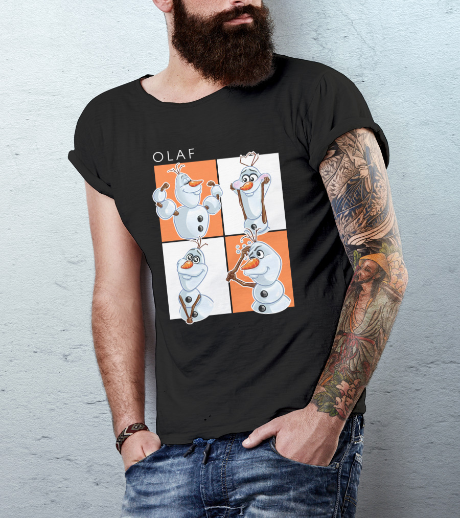 Olaf Snowman Character Expression Panels T-Shirt