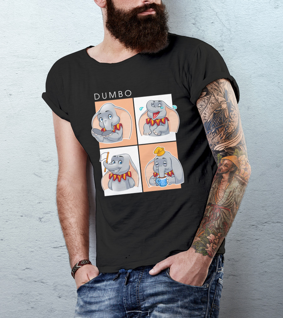 Dumbo Disney Elephant Cartoon Comic Expressions T-Shirt