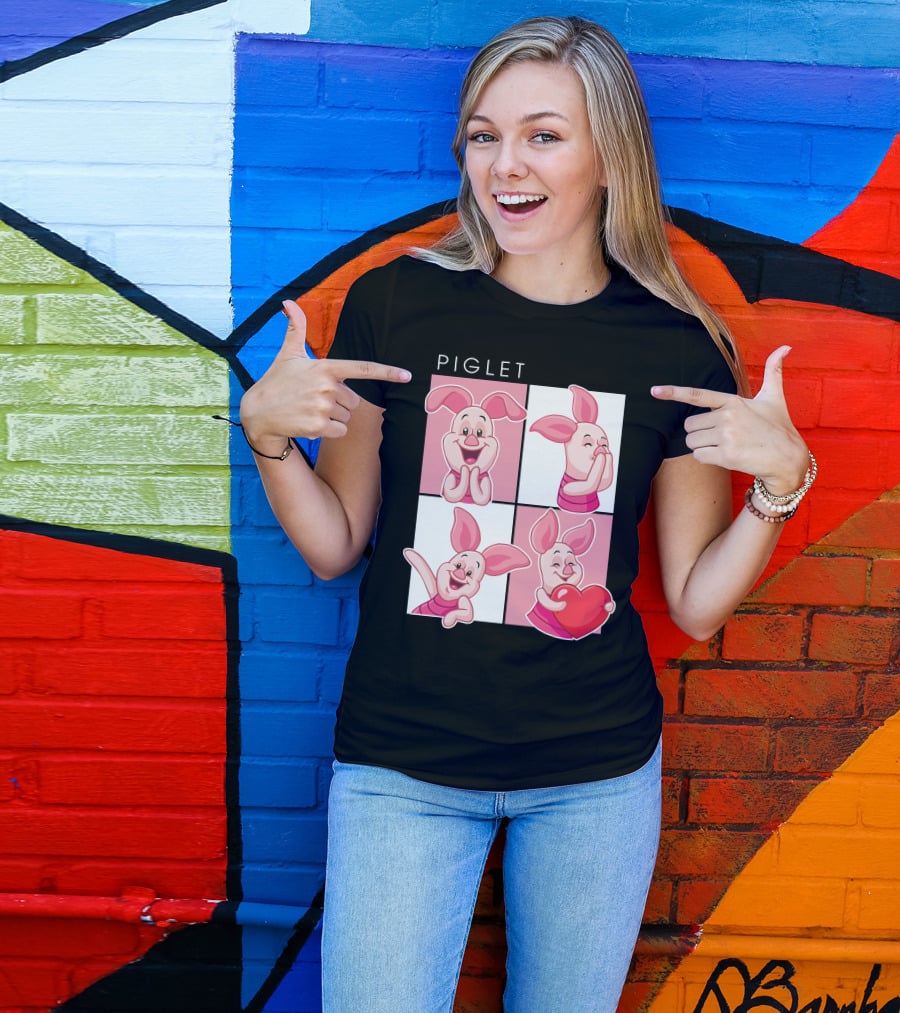 Piglet Cute Expressions With Heart T-Shirt