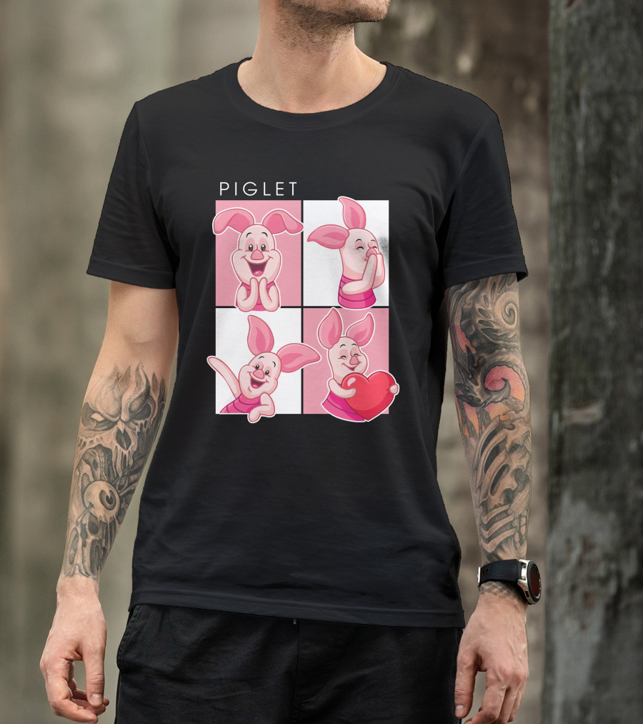 Piglet Cute Expressions With Heart T-Shirt