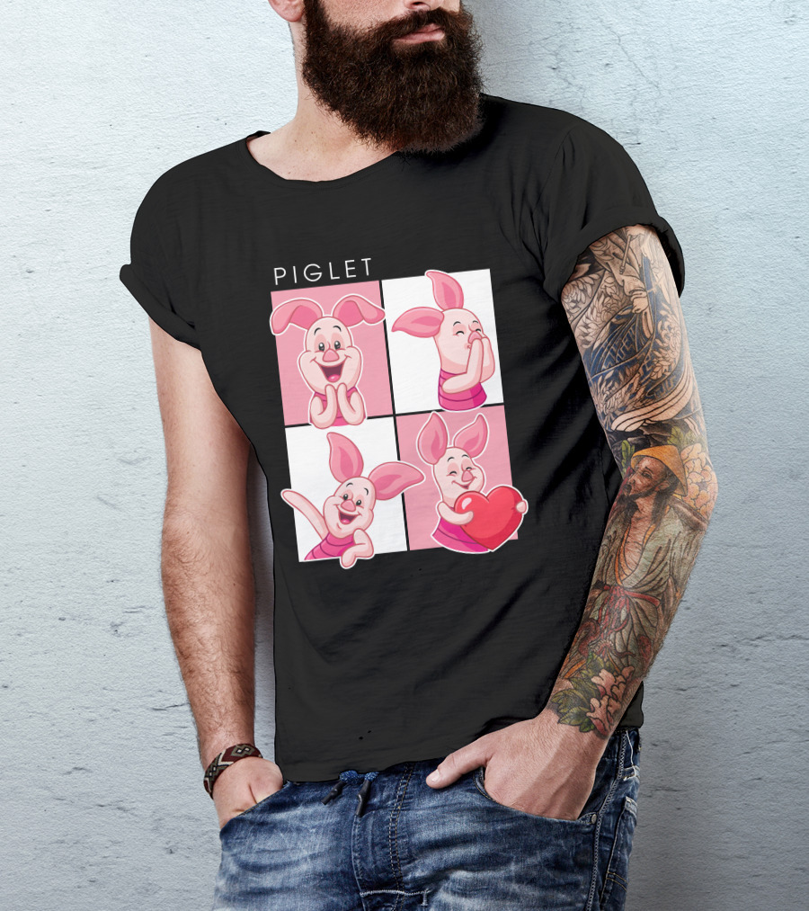 Piglet Cute Expressions With Heart T-Shirt