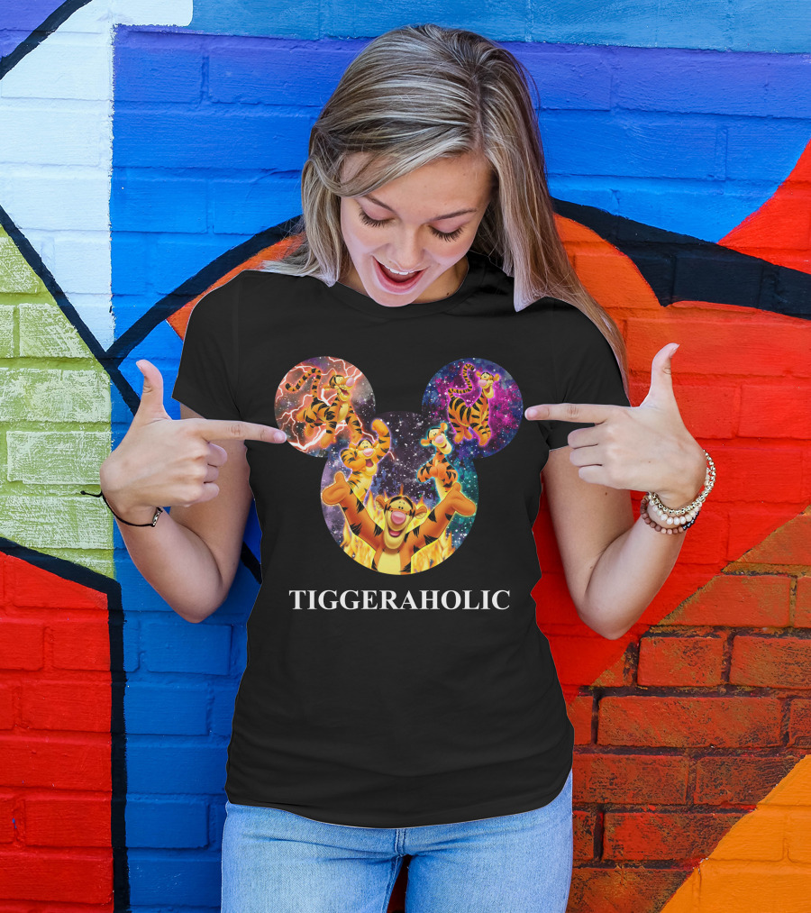 Tiggeraholic Tigger In Disney Mickey Mouse Head Galaxy T-Shirt