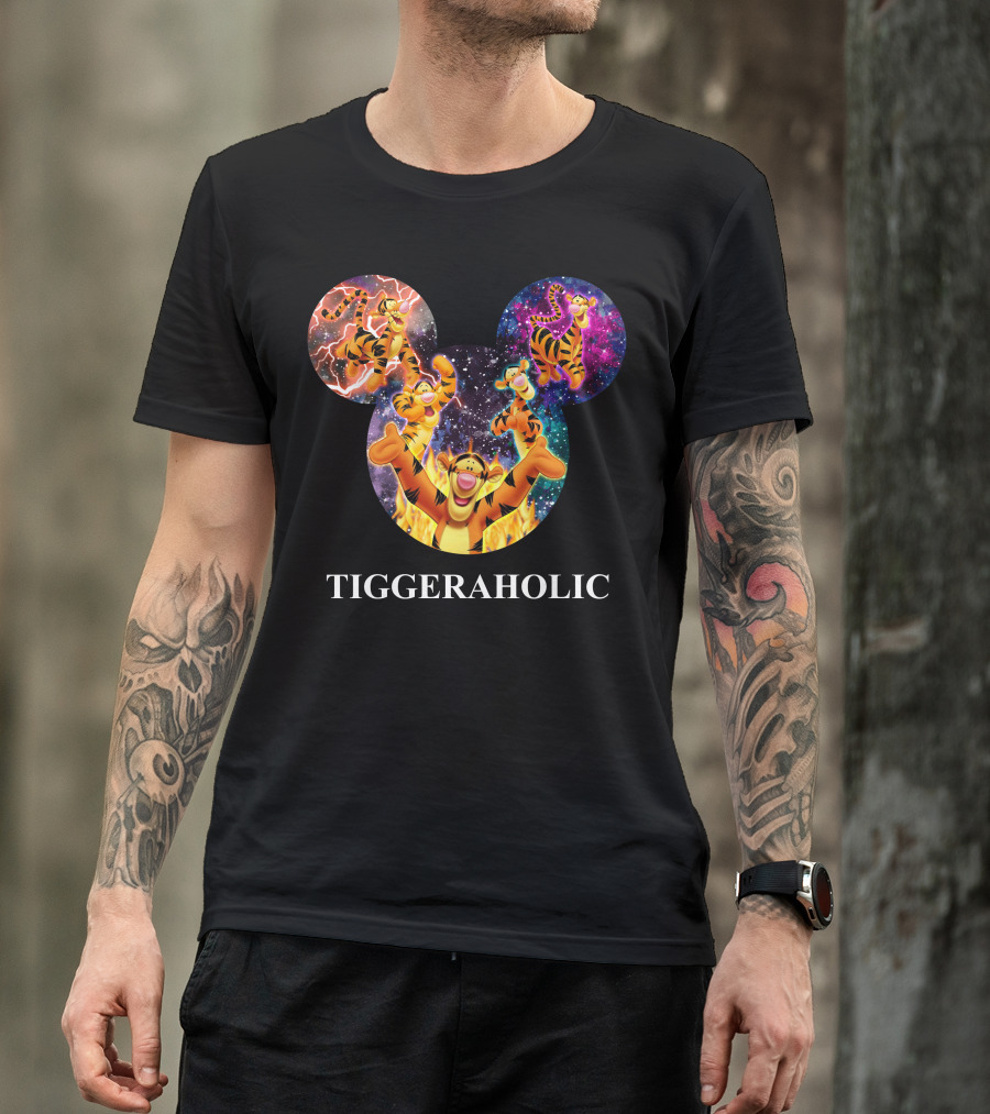 Tiggeraholic Tigger In Disney Mickey Mouse Head Galaxy T-Shirt