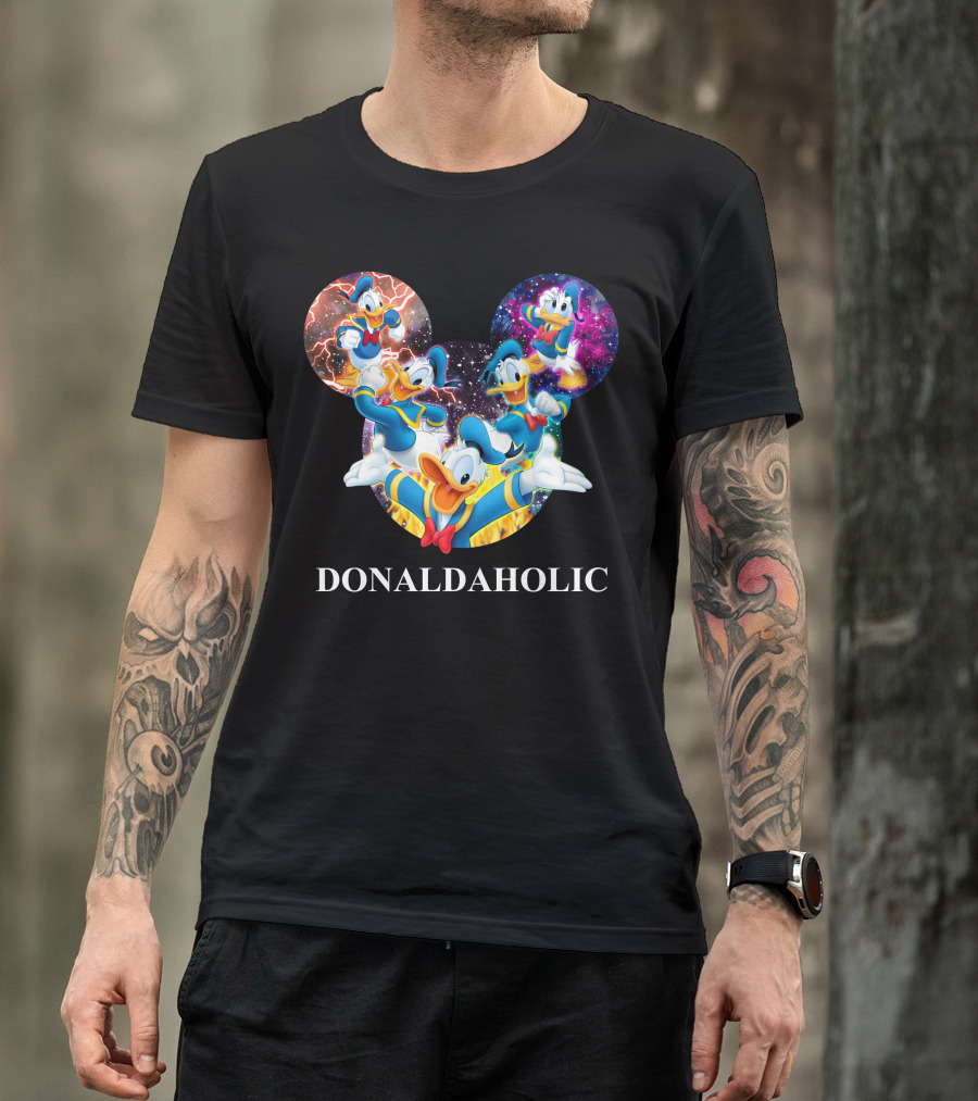 Donaldaholic Mickey Mouse Ears Pattern With Donald Duck Characters T-Shirt