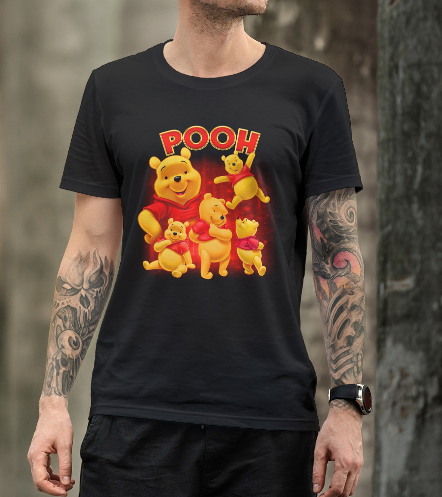Pooh Winnie The Pooh Multiple Poses Red T-Shirt