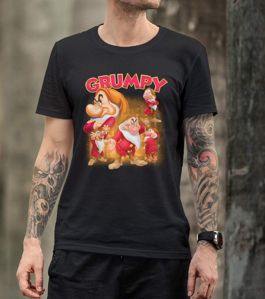 Grumpy The Dwarf Classic Character Expression Montage T-Shirt