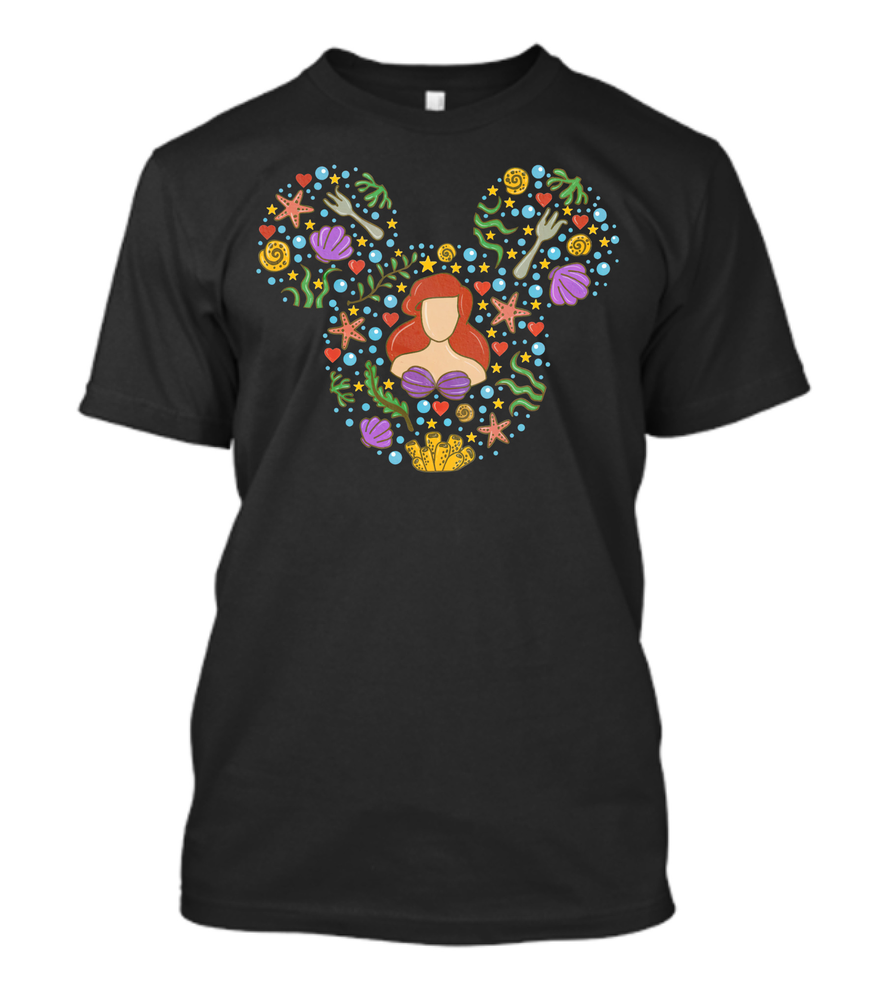 Ariel Little Mermaid Disney Mickey Mouse Ears Ocean Theme T-Shirt