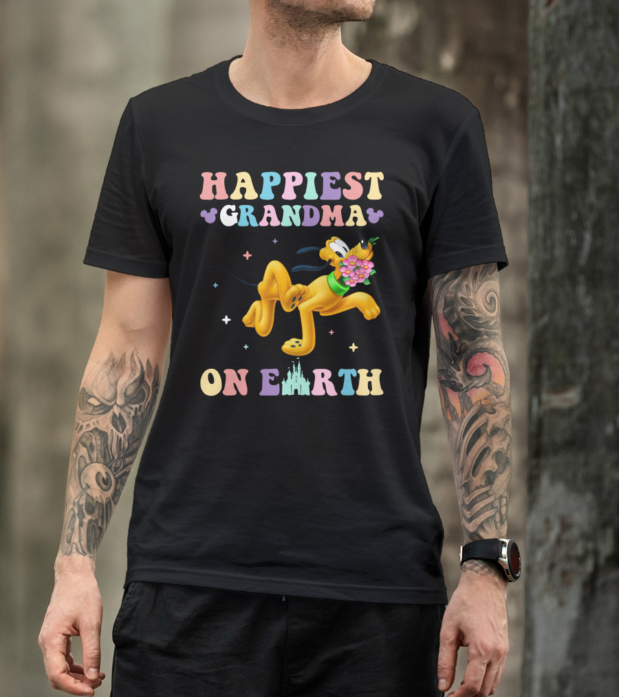 Happiest Grandma On Earth Pluto Disney Castle T-Shirt