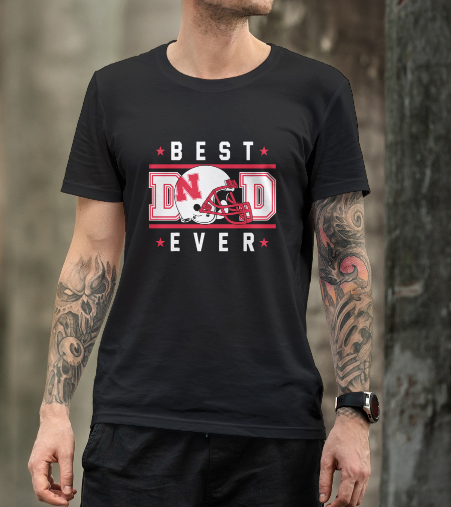 BEST DAD EVER Nebraska Cornhuskers Football Helmet T-Shirt