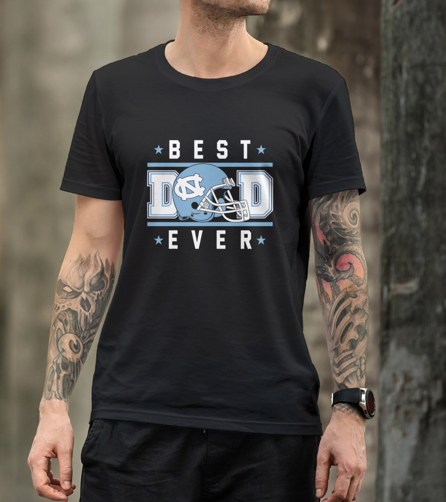 Best Dad Ever North Carolina Tar Heels Football Helmet T-Shirt