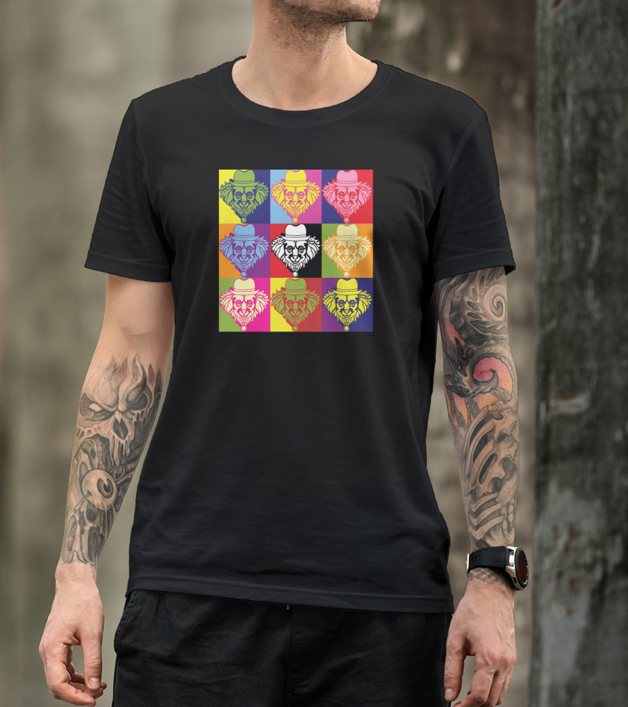 Pop Art Style Dog In Fedora Grid T-Shirt
