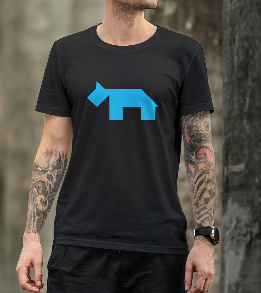 Blue Dog Tangram Geometric Puzzle T-Shirt