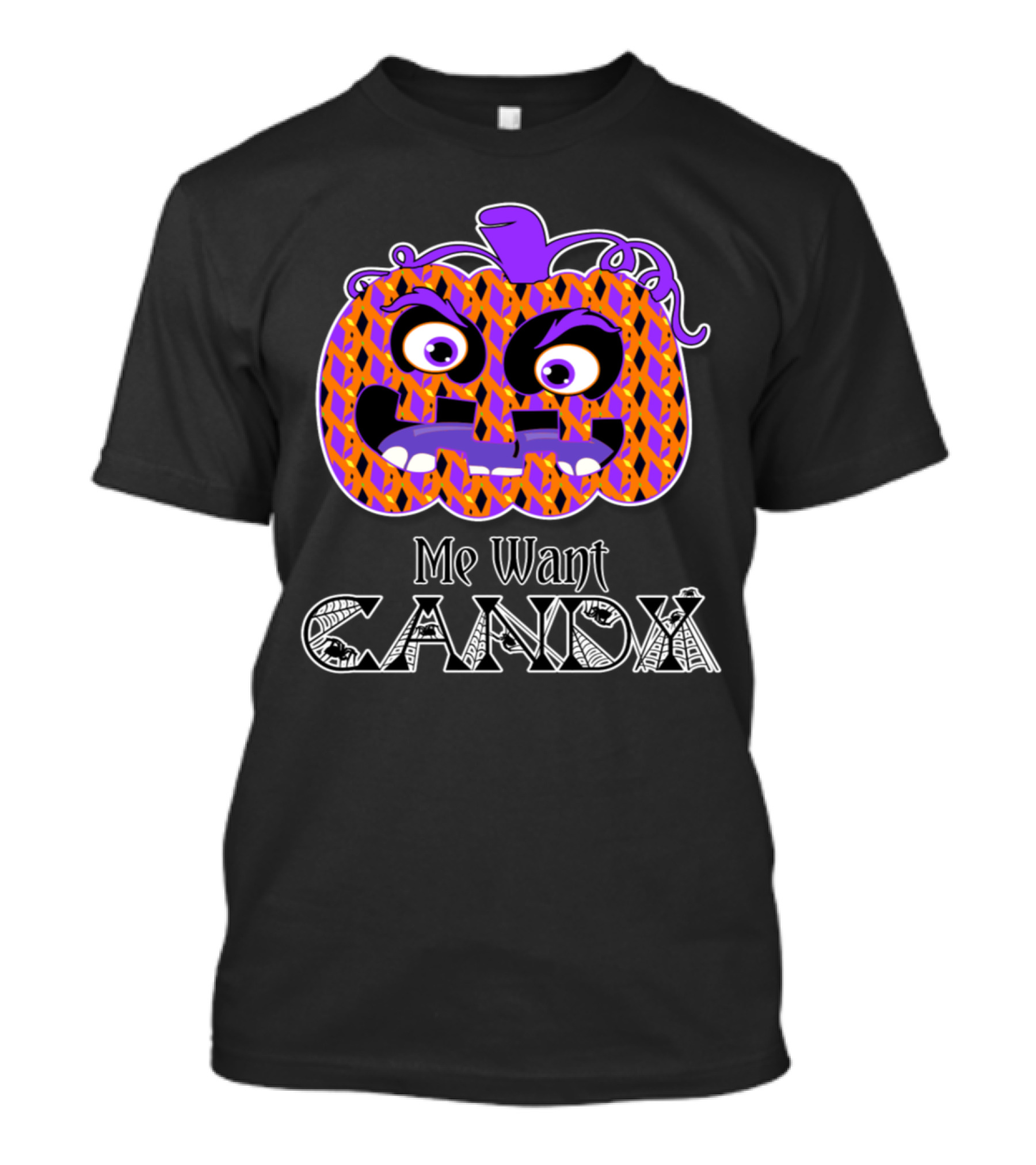 Me Want Candy Funny Halloween Pumpkin With Zigzag T-Shirt