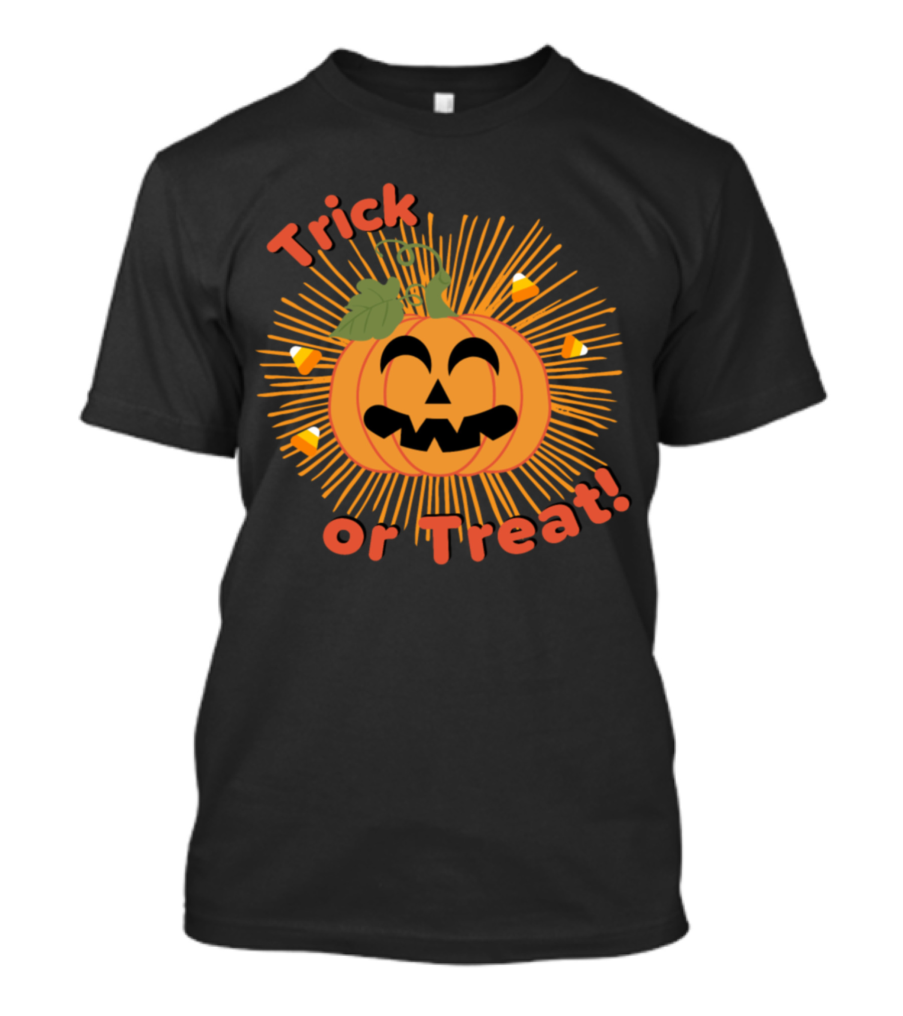 Trick Or Treat Halloween Jack-O-Lantern Pumpkin With Candy Corn Burst T-Shirt