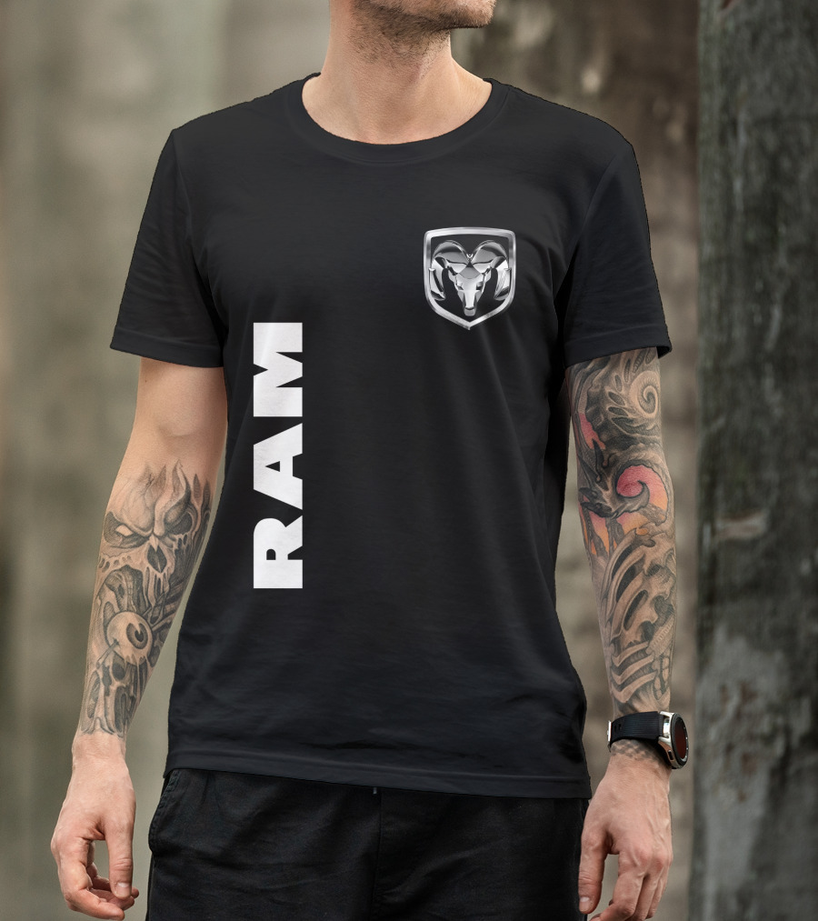 RAM Logo Metallic Emblem Dodge Truck Brand T-Shirt