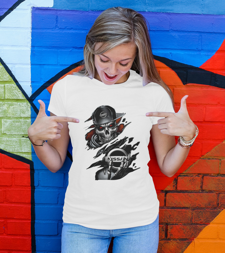 Nissan Navara Skeleton Graphic With Logo And Cap T-Shirt