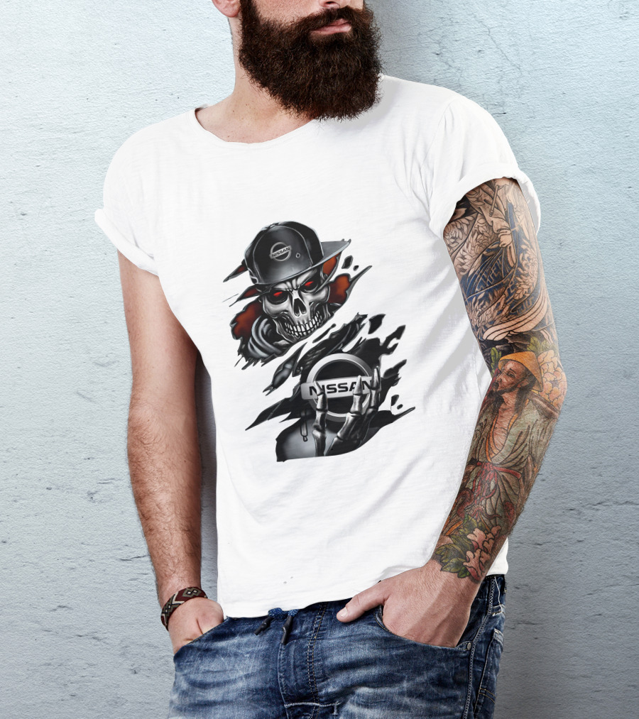 Nissan Navara Skeleton Graphic With Logo And Cap T-Shirt