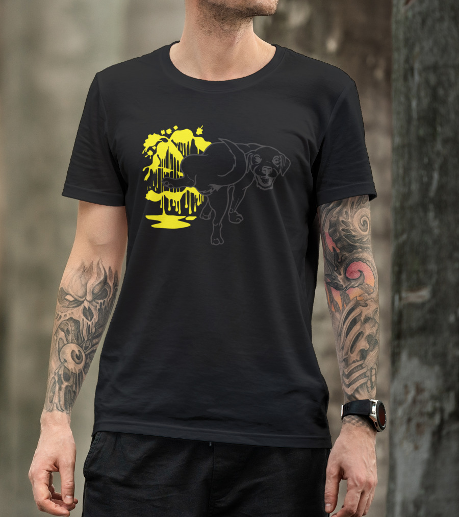 Make Your Mark Dog Graffiti Yellow Drip Art Pet T-Shirt