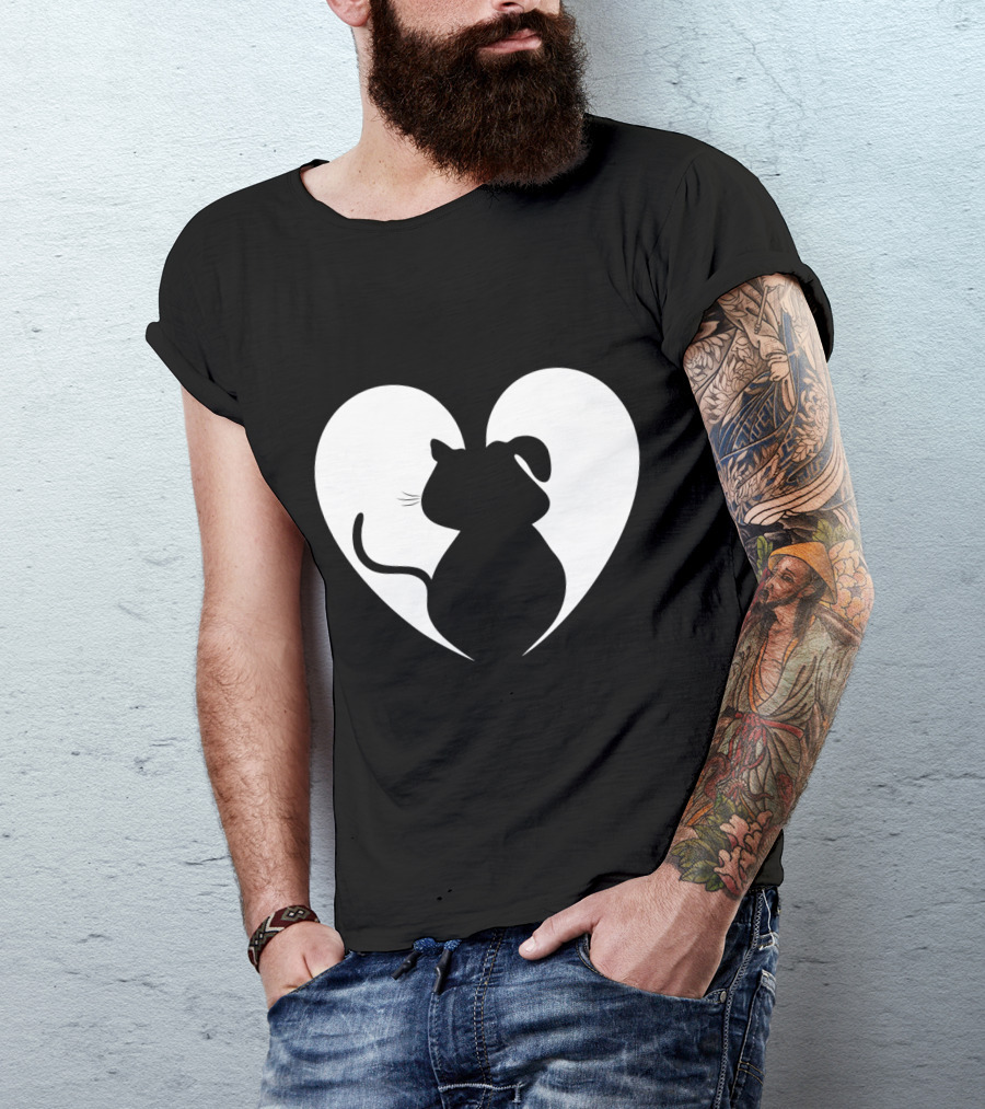 Heart-Shaped Cat And Dog Silhouette Design For Animal Lovers T-Shirt