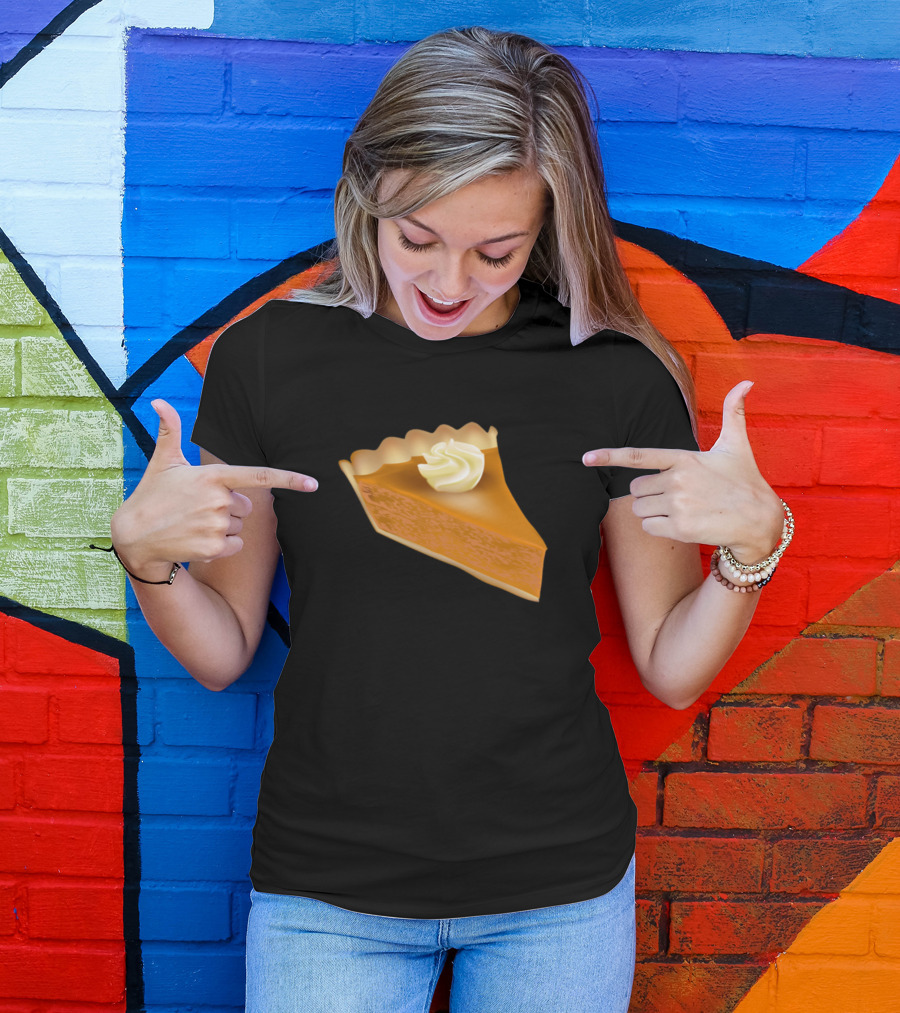 Slice Of Pumpkin Pie With Cream Topping Thanksgiving Dessert T-Shirt
