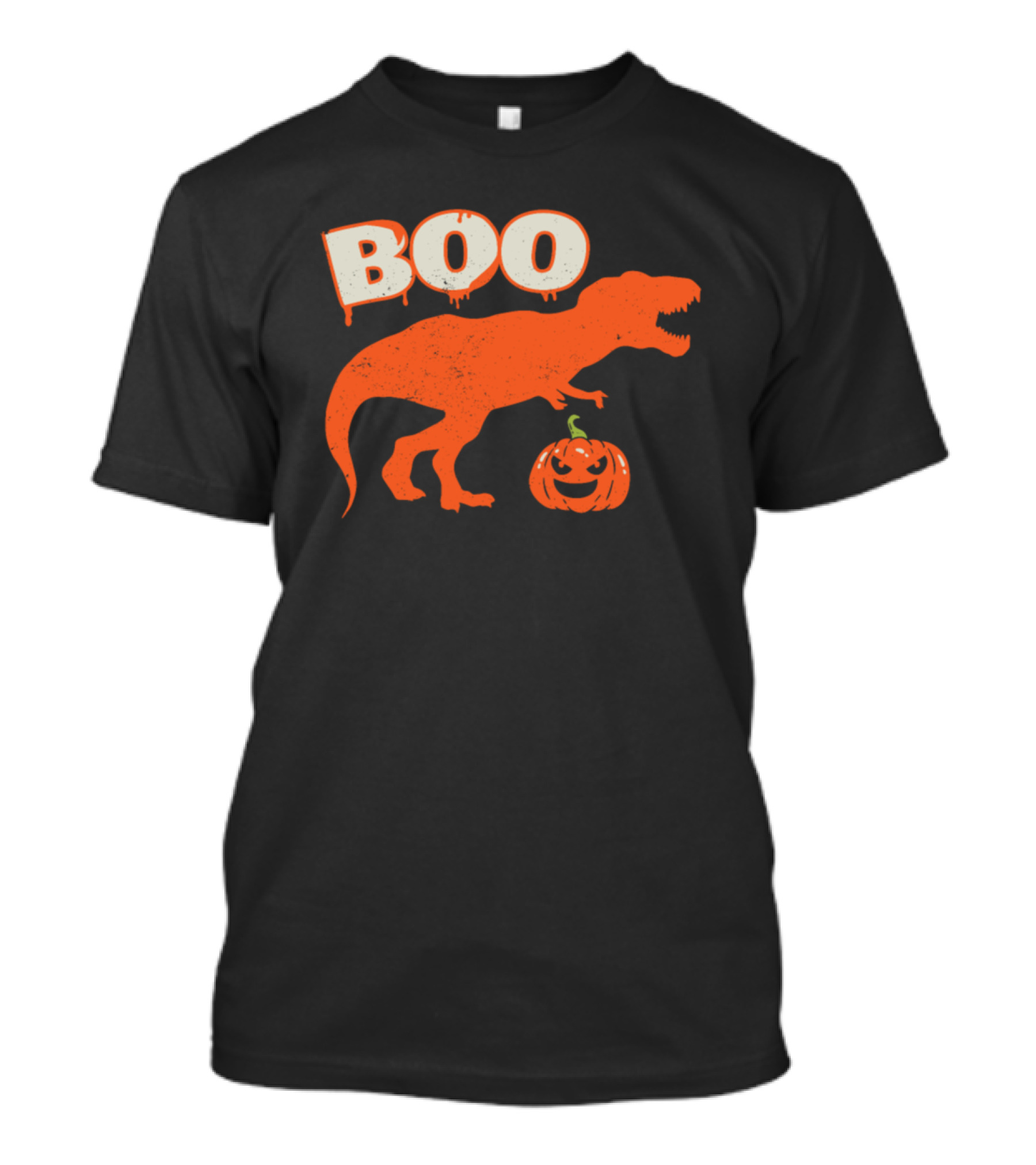 BOO T-Rex Dinosaur Halloween With Pumpkin T-Shirt