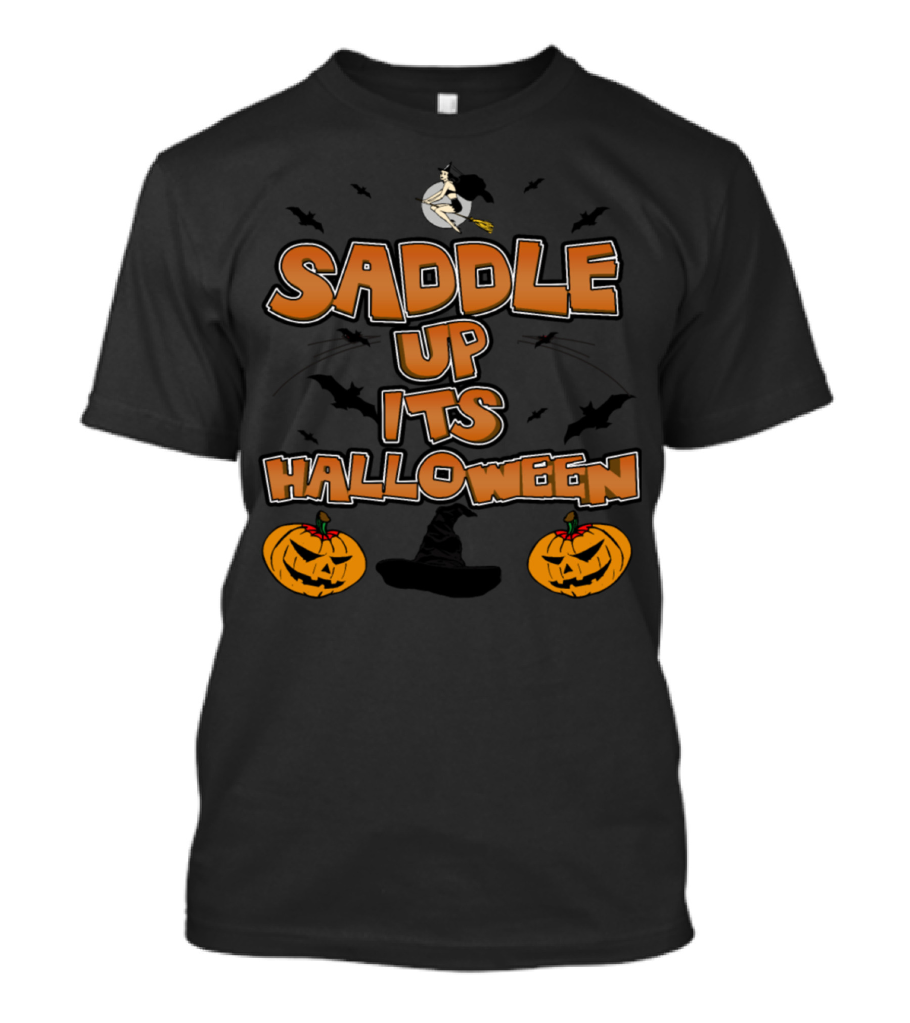 Saddle Up It's Halloween Witch Flying Pumpkins T-Shirt
