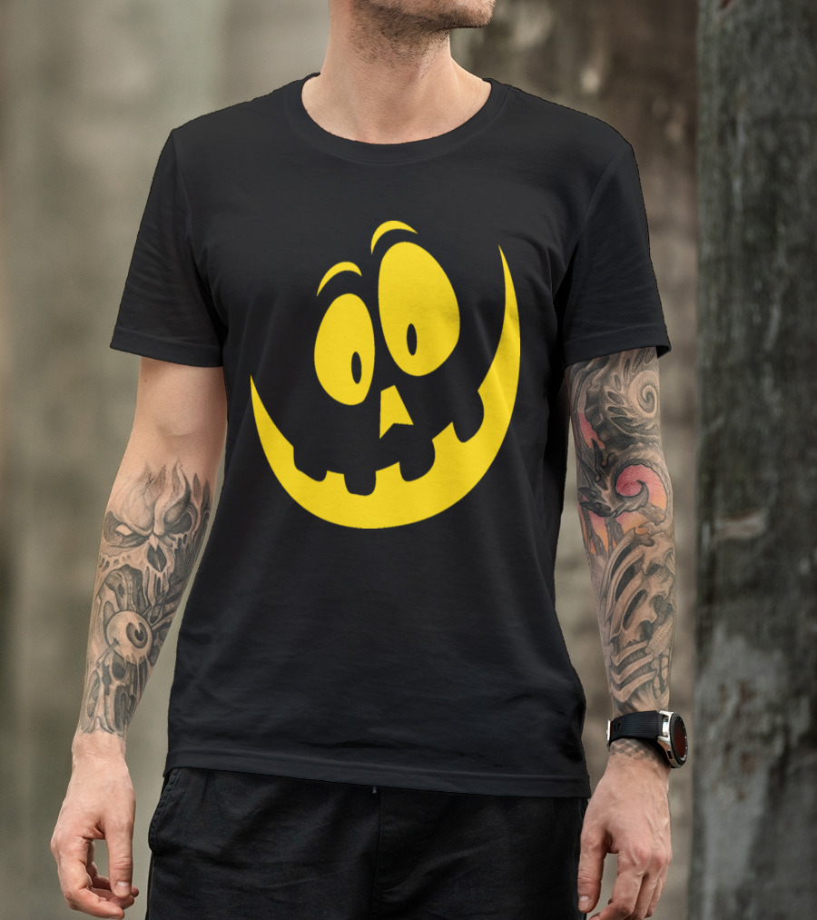 Happy Halloween Crazy Pumpkin Smile Yellow Face T-Shirt