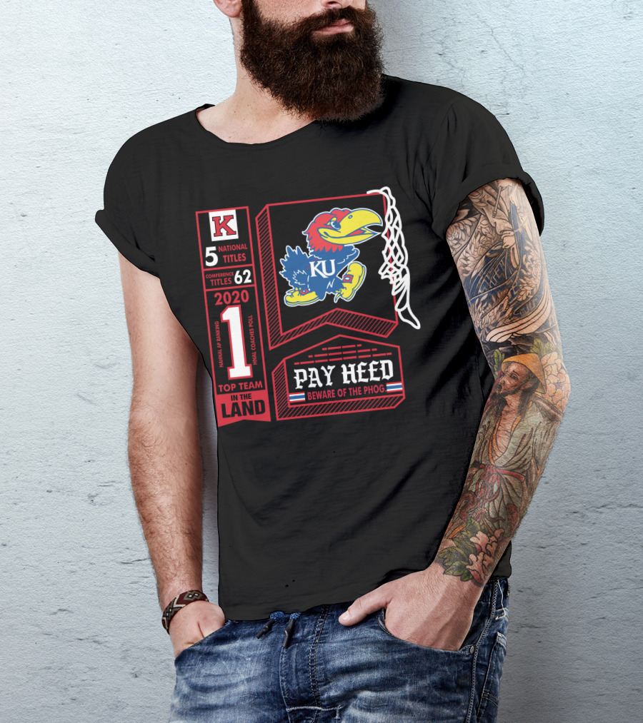 5 National Titles KU Jayhawks 62 Conference Titles Top Team In The Land Pay Heed Beware Of The Phog T-Shirt