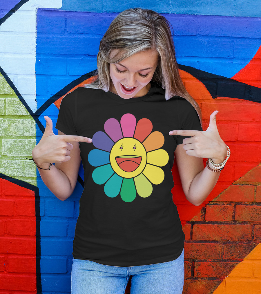 J Balvin Colores Rainbow Flower Smiley Face T-Shirt