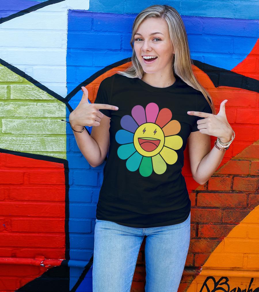 J Balvin Colores Rainbow Flower Smiley Face T-Shirt