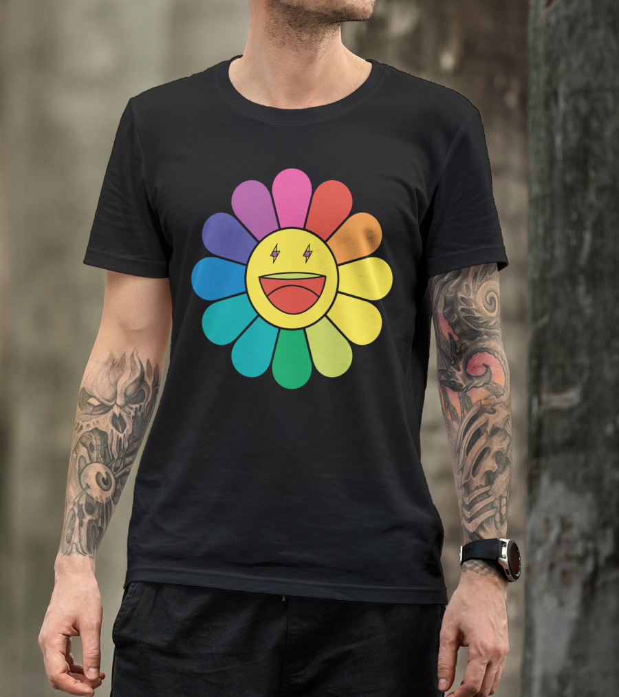 J Balvin Colores Rainbow Flower Smiley Face T-Shirt