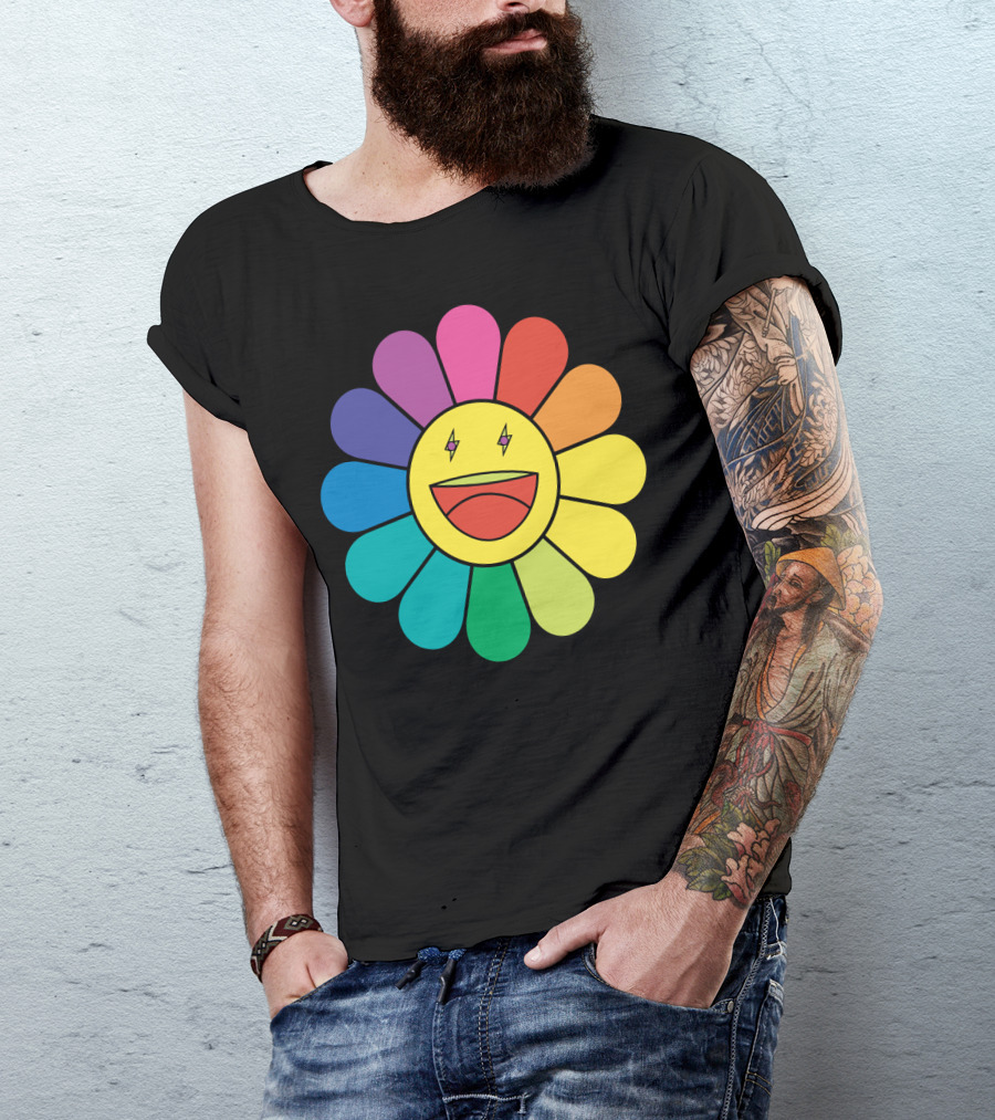 J Balvin Colores Rainbow Flower Smiley Face T-Shirt