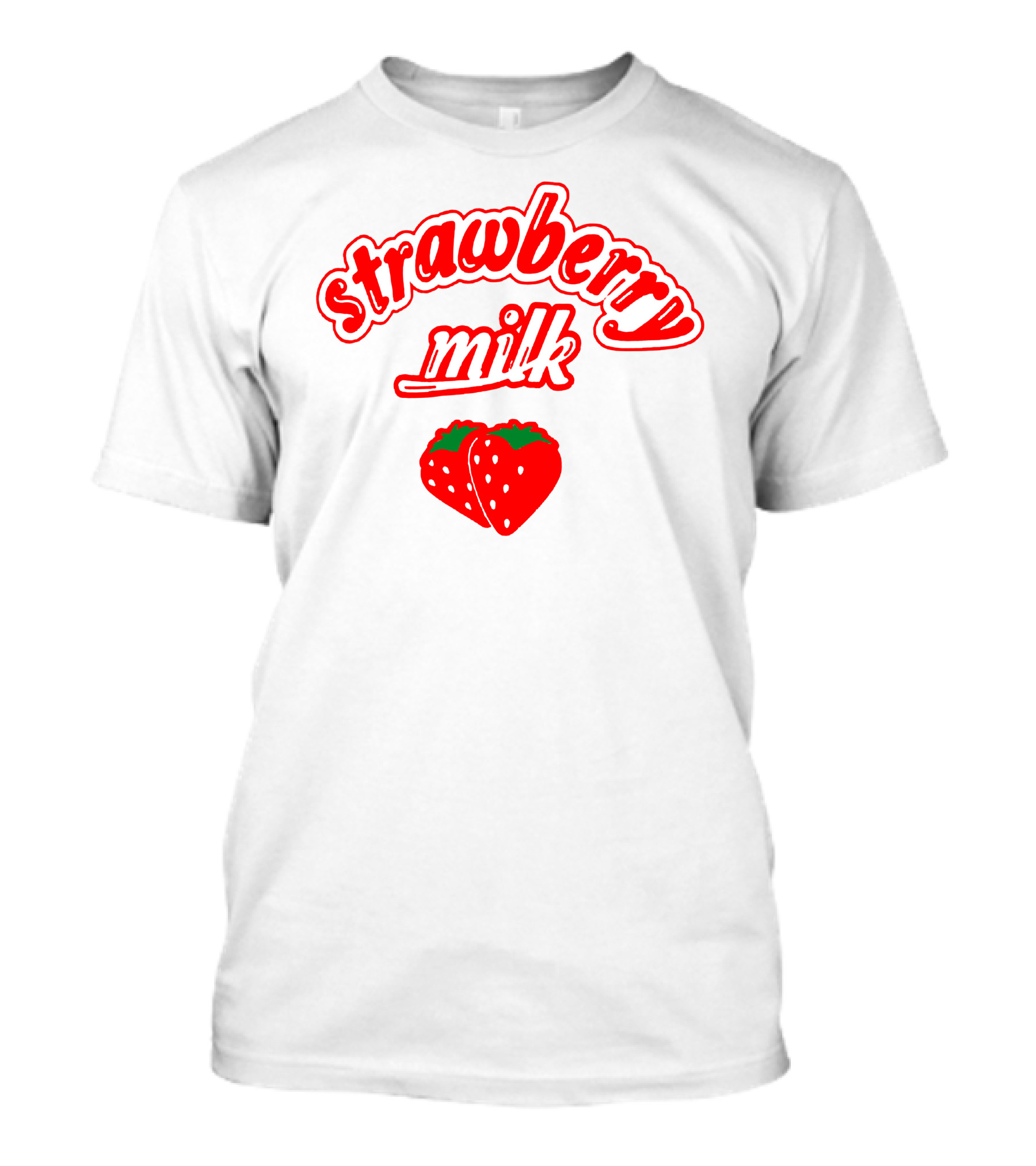 Strawberry Milk Red Text With Strawberries T-Shirt