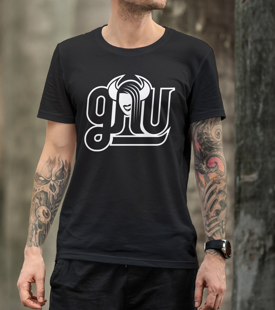 Gnu Stylish Logo With Horns And Hair T-Shirt
