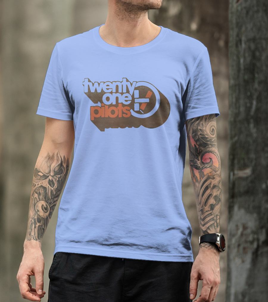 Twenty One Pilots Logo On Light Blue Background T-Shirt