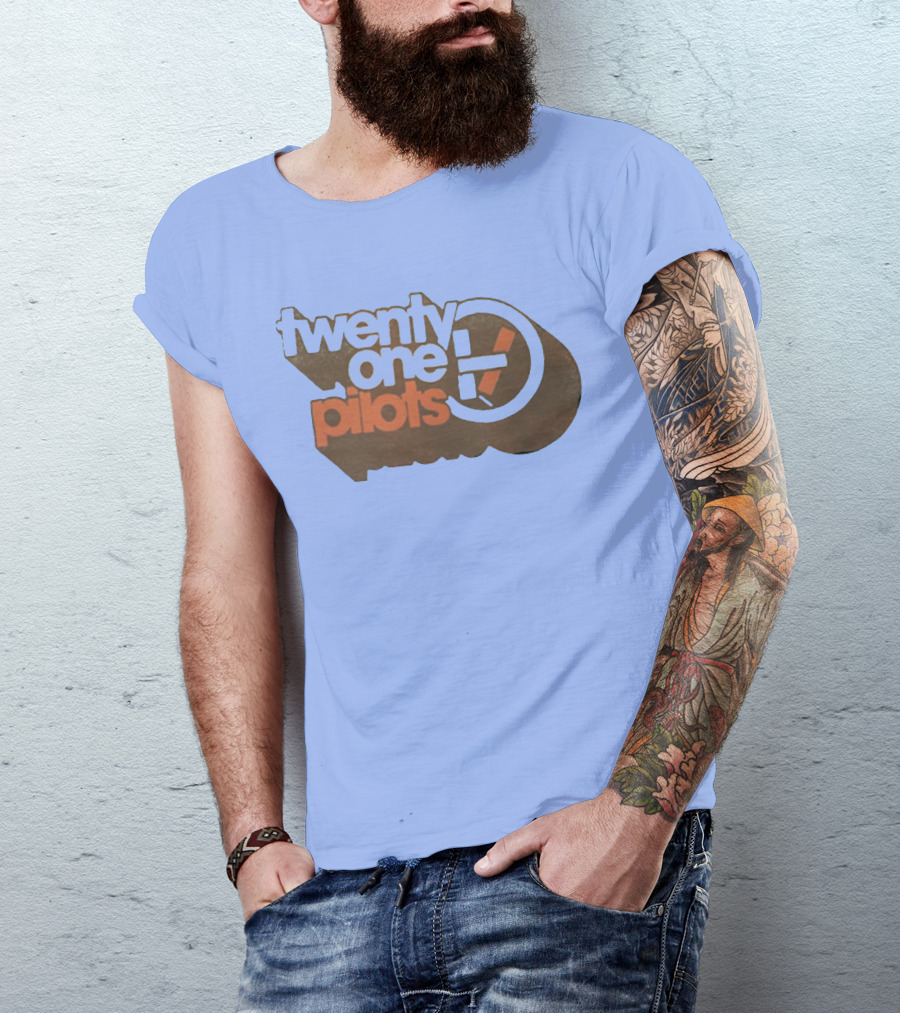 Twenty One Pilots Logo On Light Blue Background T-Shirt