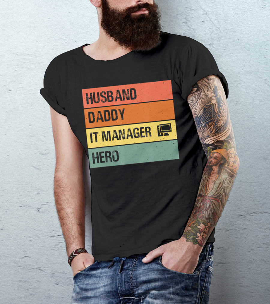 Husband Daddy IT Manager Hero Computer T-Shirt
