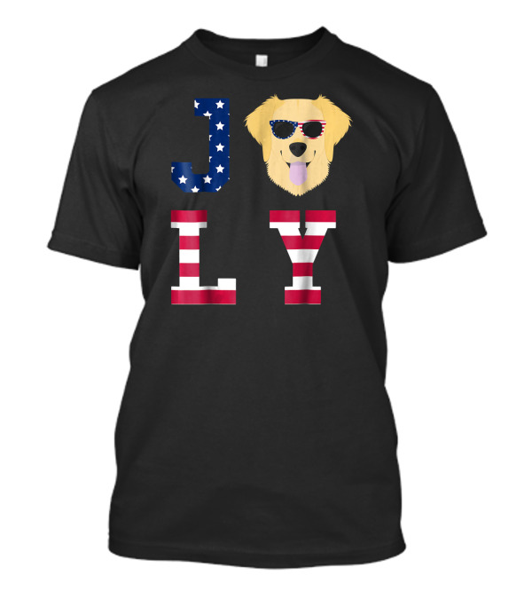 4th Of July Golden Retriever American Flag Sunglasses Stars And Stripes USA T-Shirt