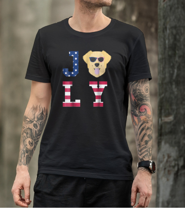 4th Of July Golden Retriever American Flag Sunglasses Stars And Stripes USA T-Shirt