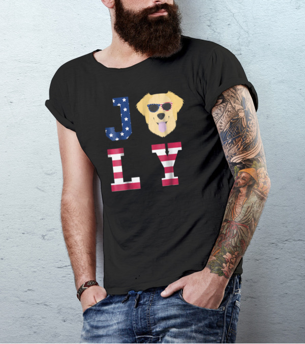 4th Of July Golden Retriever American Flag Sunglasses Stars And Stripes USA T-Shirt