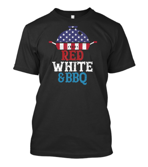 Red White And BBQ 4th Of July American Flag Grilling T-Shirt