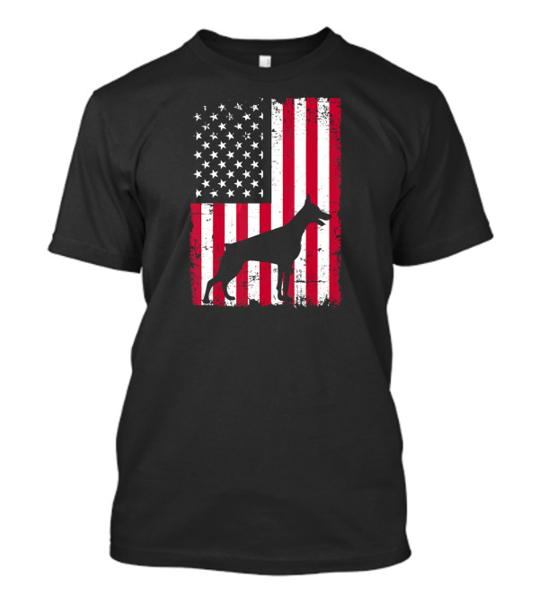 4th Of July America Patriotic Flag USA Doberman T-Shirt