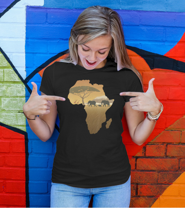 Africa Elephant Safari Map Dad South Ani T-Shirt