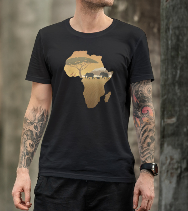 Africa Elephant Safari Map Dad South Ani T-Shirt