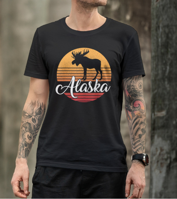 Alaska Moose Vintage Retro Nature Outdoor Wildlife T-Shirt