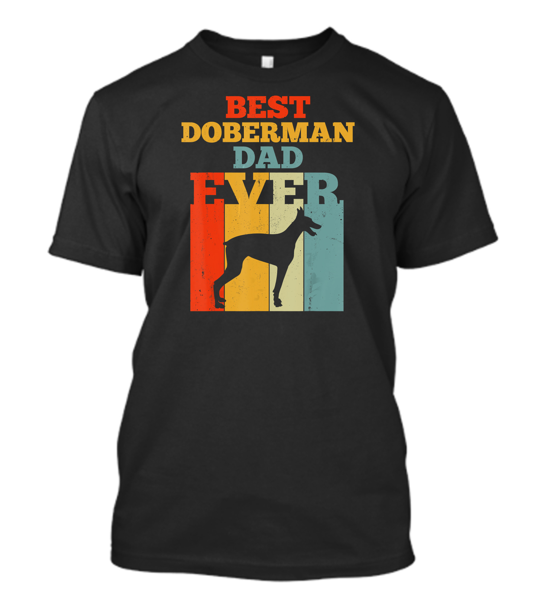 Best Doberman Dad Ever Vintage Silhouette Retro Stripes T-Shirt