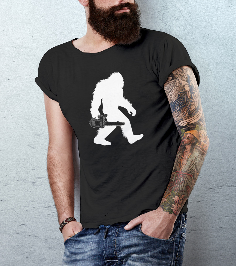 Bigfoot With Chainsaw Lumberjack Sasquatch T-Shirt