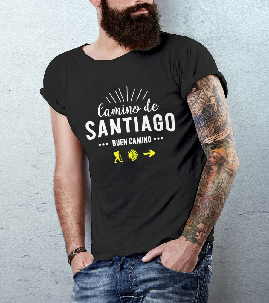 Camino De Santiago Buen Camino Hikers Compostela Shell Arrow T-Shirt