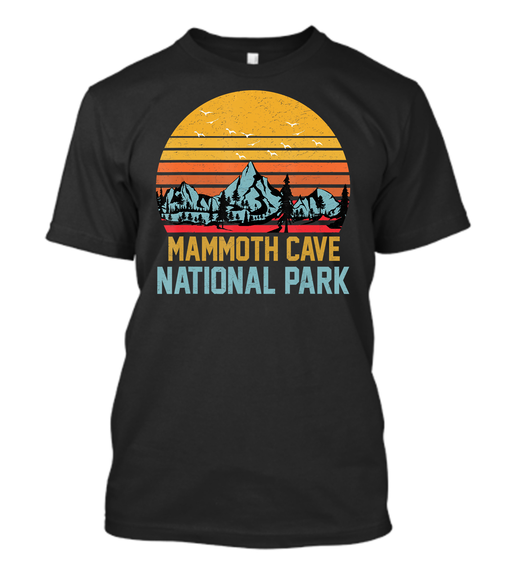 Mammoth Cave National Park Camping Hiking Retro Sunset T-Shirt