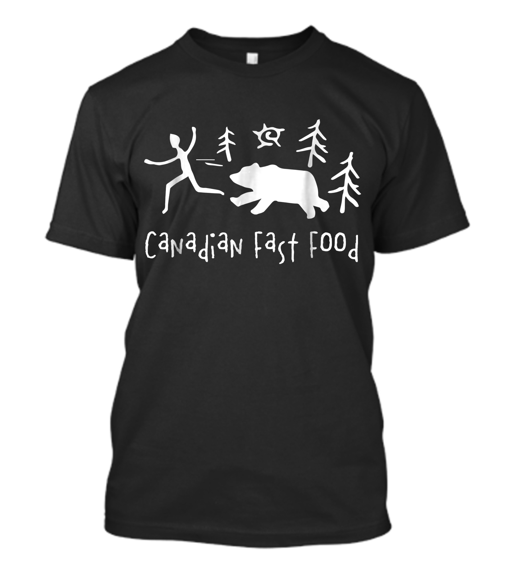 Canadian Fast Food Bear Chase Forest Humor T-Shirt